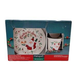 Pfaltzgraff Winterberry Cookies and Milk for Santa Set Open Box